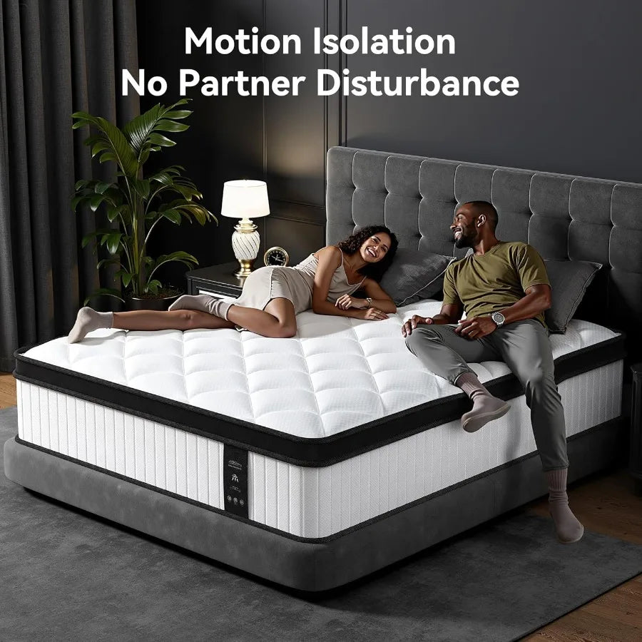 King Size Mattress 12 Inch King Mattress in a Box with Memory Foam and Individual Pocket Springs Motion Isolation Pressure Reli