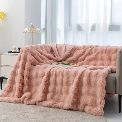 Imitation Rabbit Fur Plush Blanket Winter Warmth Super Comfortable Blanket Bed Luxury Warm Sofa Cover High Quality Throw Blanket