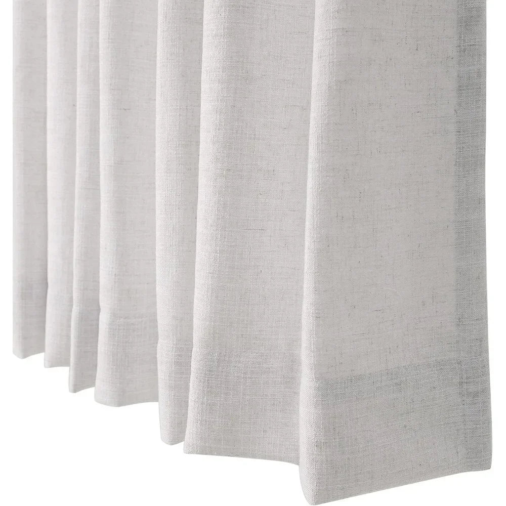 Pinch Pleat Curtain, Light Filtering Linen Curtain Drape Panel for Living Room and Silding Door