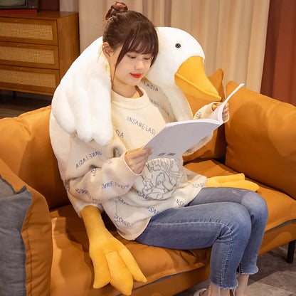 190CM Giant Simulation Duck Plush Toy Soft Huggable Pillow Stuffed Giant Goose Cuddly Swan Baby Doll for Kids Girl Birthday Gift