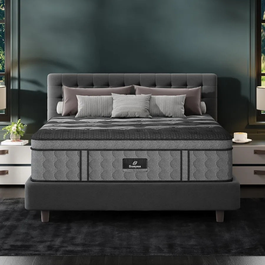 California King Mattress Upgraded 14 Inch Cal King Mattress in a Box Gel Memory Foam Hybrid Mattresses with Pocket Spring Press