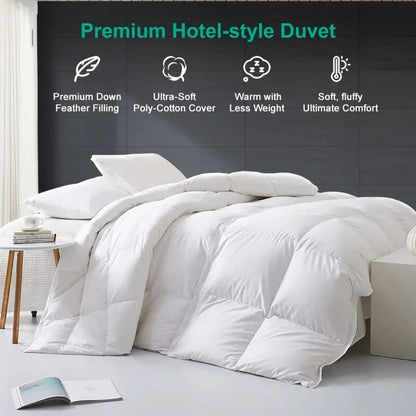 Full/Queen Size Goose Feathers Down Comforter Duvet Insert - Ultra-Soft All Season Down Comforter Hotel Collection Comforter