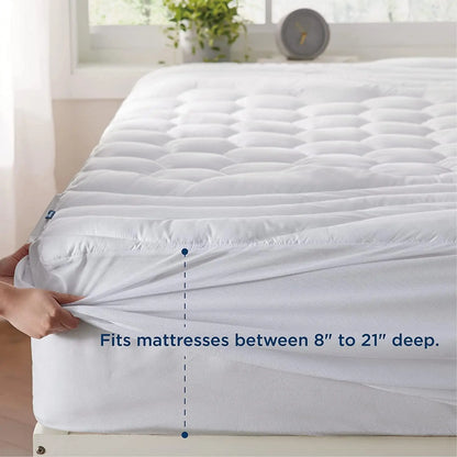 Bedsure Mattress Pad - Deep Pocket, Breathable Fluffy Pillow Top