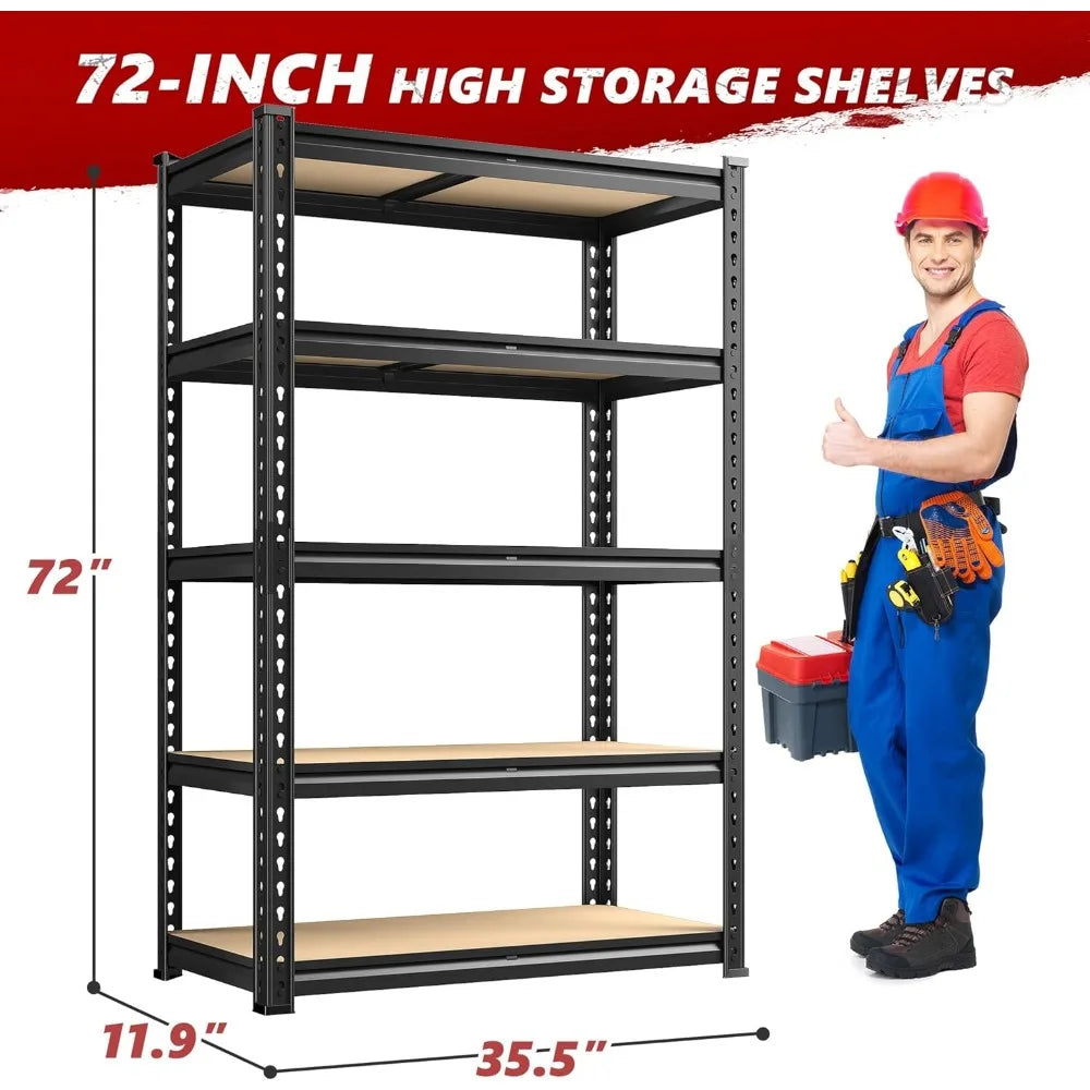 2020LBS Storage Shelves 5 Tier Garage Shelving Heavy Duty Adjustable Garage Shelves, Utility Rack Shelf, Shelving Units