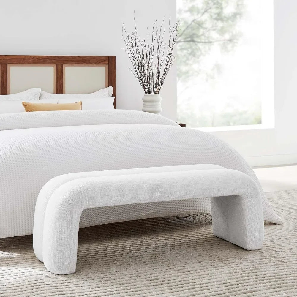 Modern Simple Bedroom Bed Stool - Chenille Upholstered Accent Bench