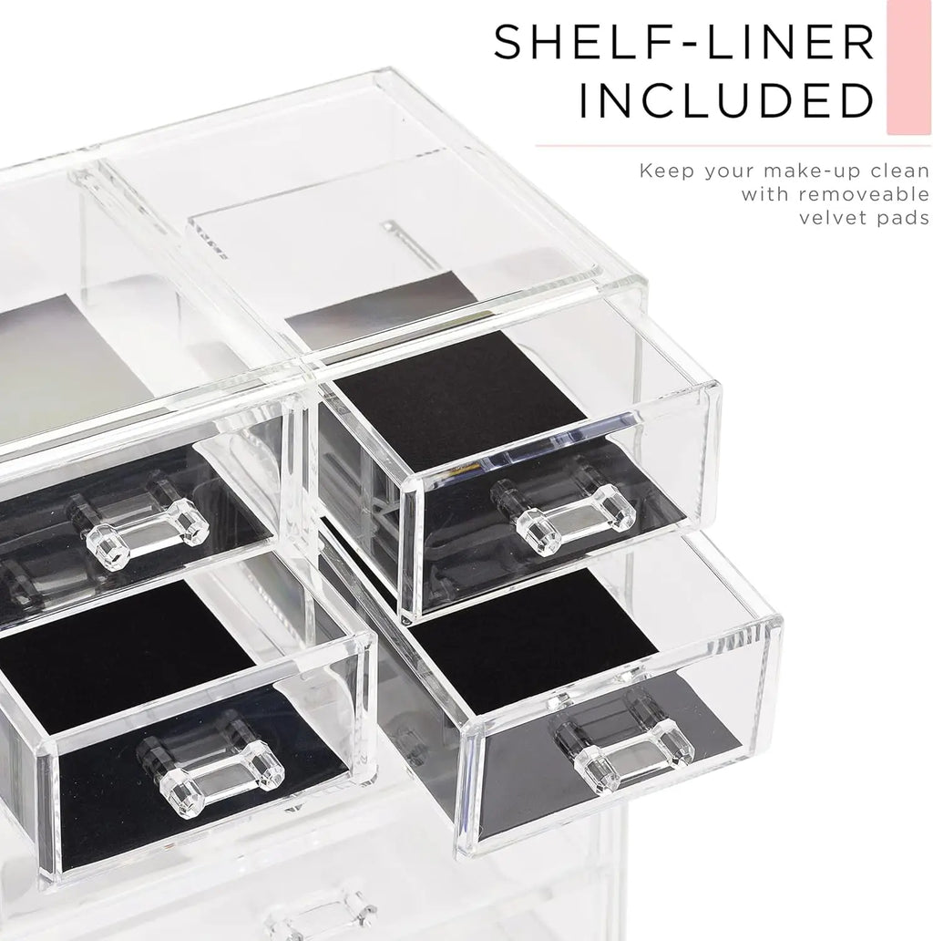 Clear Cosmetic Makeup Organizer - Make Up & Jewelry Storage,Case & Display - Spacious Design - Great Holder for Dresser,Bathroom