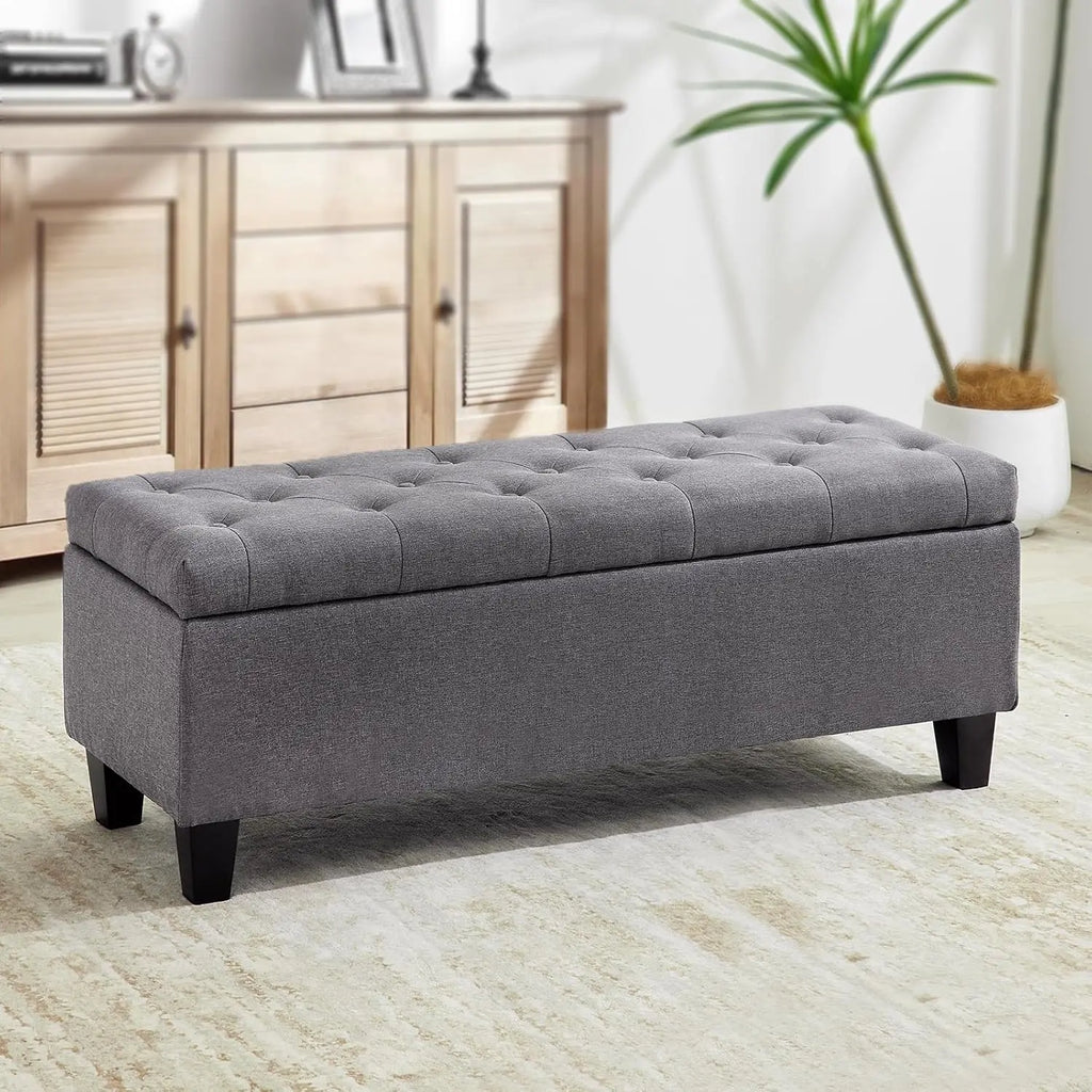 Storage Ottoman Bench,End of Bed Storage Bench, Bedroom Bench with Storage, Load up to 300 LBS, Tufted Storage Bench for Bedroom