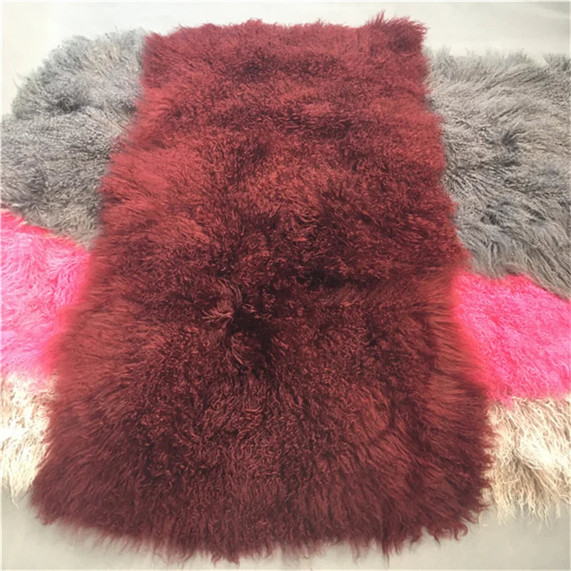 Alicefur Tibetan Mongolian Lamb Fur Plate Real Genuine Eco Tanned Curly Long Hair 120x60 CM For Garment Blankets Diy Fabrics