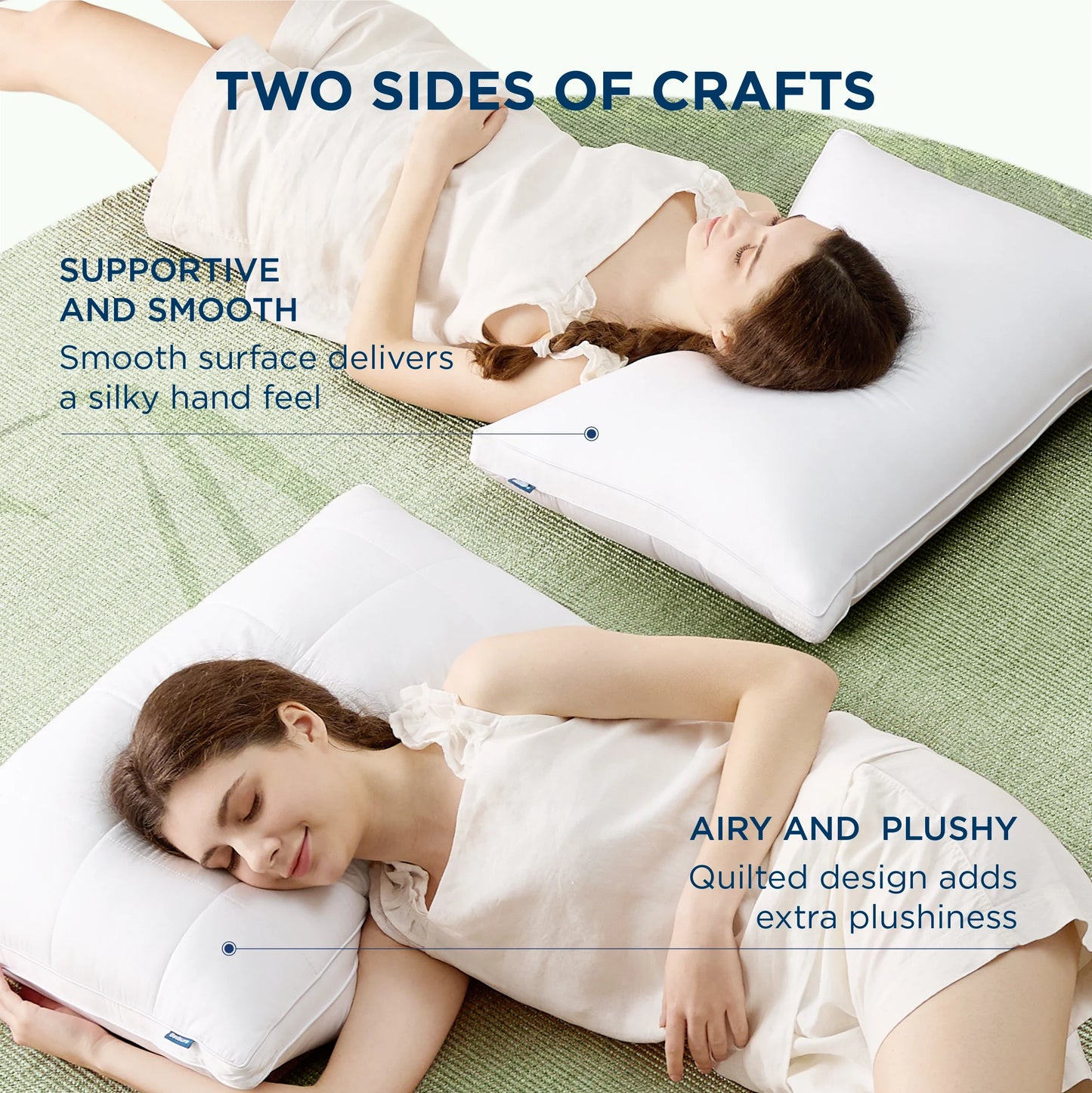 New , Adjustable, Fluffy Bed Pillow with Down Alternative filling, Soft Gusseted Pillow