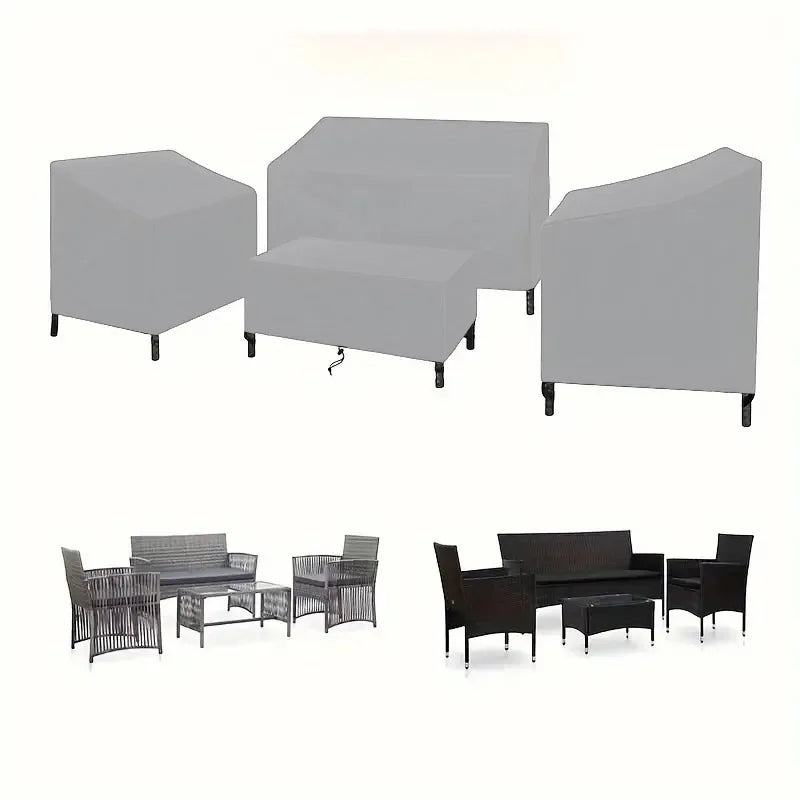 4pcs/Set Patio Furniture Covers, Heavy Duty Waterproof Outdoor Furniture Covers, Rattan Outdoor Furniture Windproof