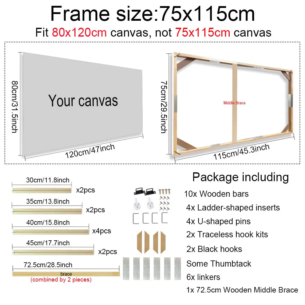 30x40 40x50 60x90cm Canvas Frame Wooden Frames Wooden Photo Oil Painting Canvas Diamond Painting Frames Canvas Wood Wall Frame