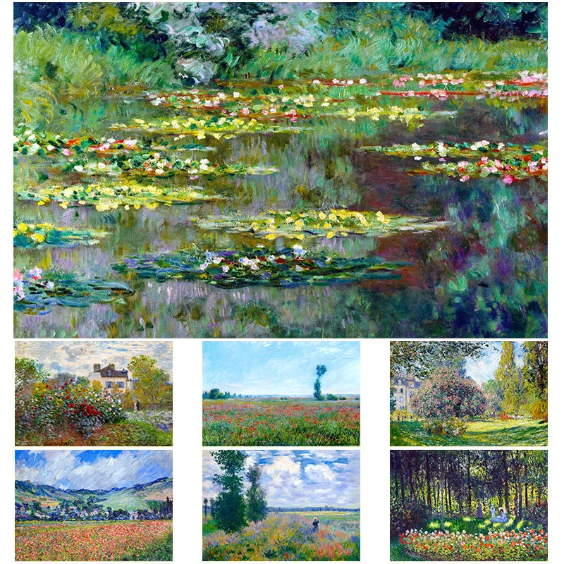 Abstract Claude Monet Garden Nature Landscape Wall Art Canvas Painting Famous Waterlily Poster For Modern Living Room Home Decor