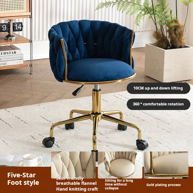 Modern Armchairs For Living Room High Grade Flannel Bar Stool Bedroom Makeup Chair Back Lift Swivel Nail Dressing Chair