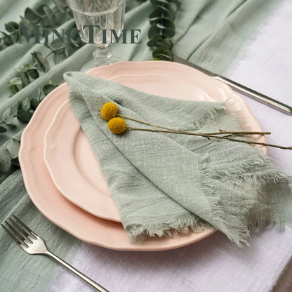 12pcs/lot Napkins 41*41cm Cotton Cloth Rustic Gauze Hanky Tea Towel Dining Place Mats Wedding Supplies Linen Home Table Decor