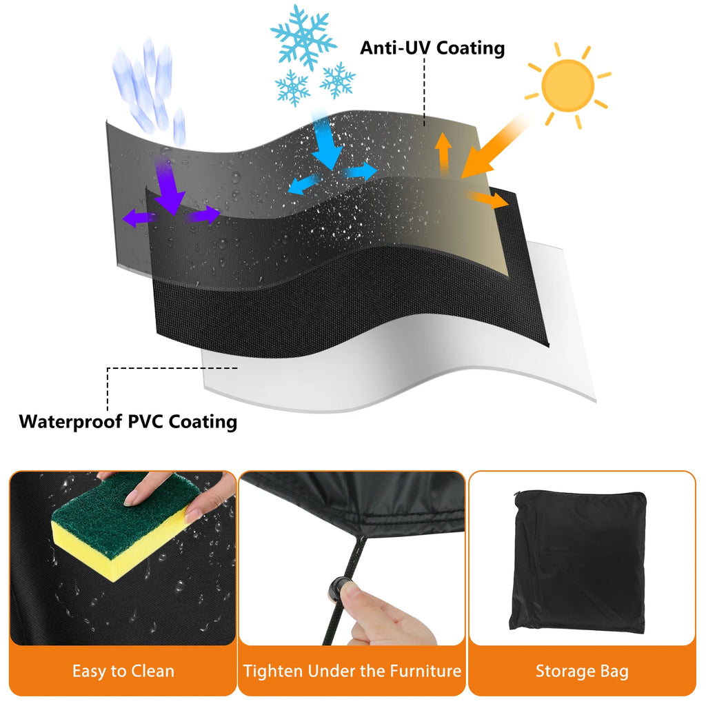 210D Outdoor Furniture Cover Waterproof Terrace Garden Cover Rain And Snow Table Sofa Chair Protective Cover Dust Cover