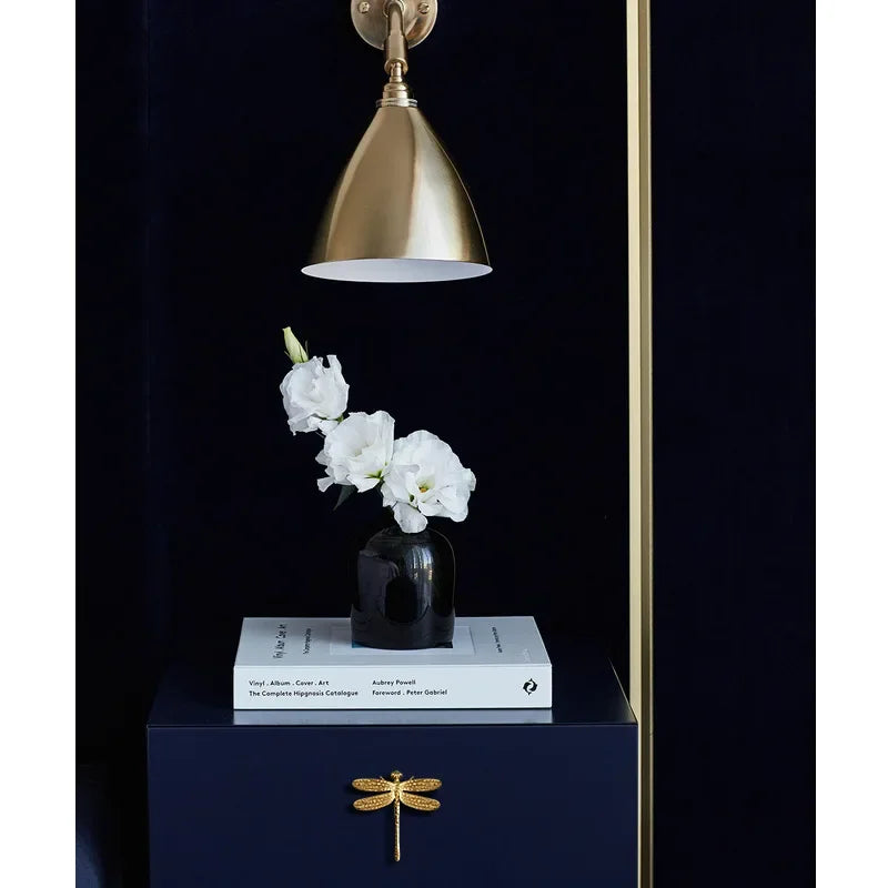 Nordic Gold Dragonfly Single Hole Brass Furniture Handle Luxurious Kitchen Drawer Handles Hardware Dresser Cabinet Pulls - LUXHOME