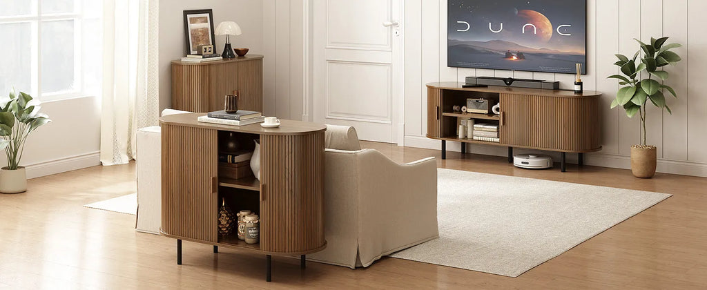 40" Sideboard Buffet Cabinet Storage Cabinet with Sliding Door Adjustable Shelf Modern Accent Coffee Bar Cabinet Console Table