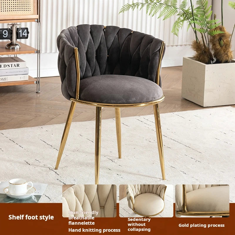 Modern Armchairs For Living Room High Grade Flannel Bar Stool Bedroom Makeup Chair Back Lift Swivel Nail Dressing Chair