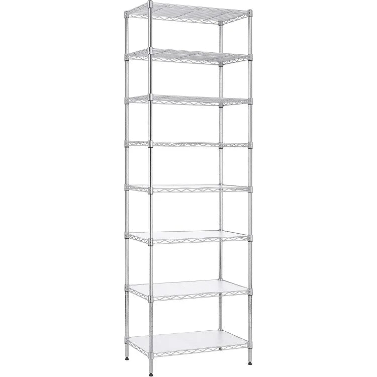 8-Tier Wire Shelving Unit Adjustable Steel Wire Rack Shelving 8 Shelves Steel Storage Rack or Two 4-Tier Shelving Units