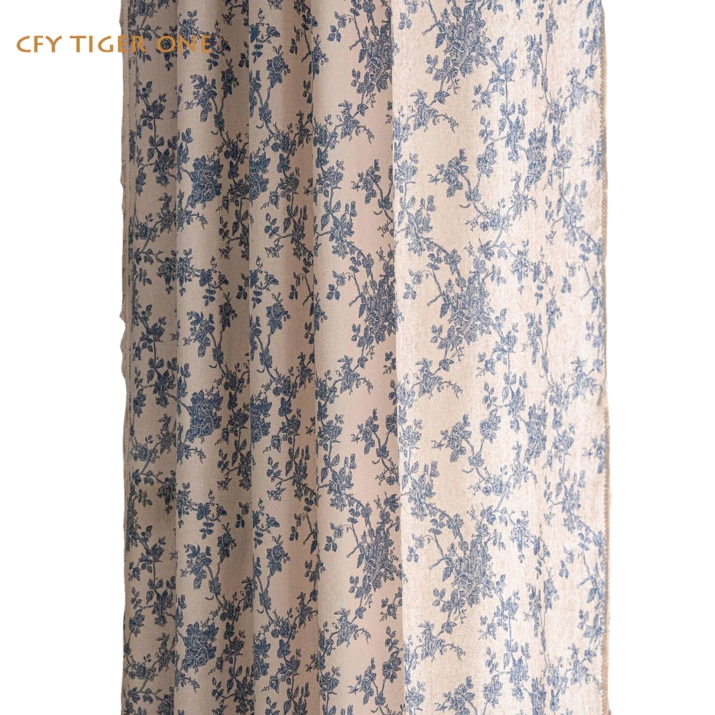 American Floral WithTassels Cotton Linen Blackout Window Curtain Thick Ready-made Drapes for Bedroom Curtains In The Living Room