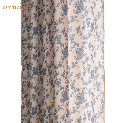 American Floral WithTassels Cotton Linen Blackout Window Curtain Thick Ready-made Drapes for Bedroom Curtains In The Living Room