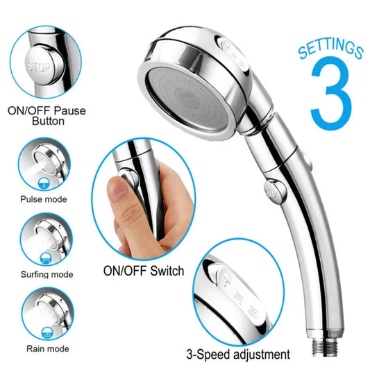 1Set Universal 3 Modes Adjustable Bath Showerhead High Pressure Rain Water Saving Luxury Home Hotel Sprayer Bathroom Shower Head