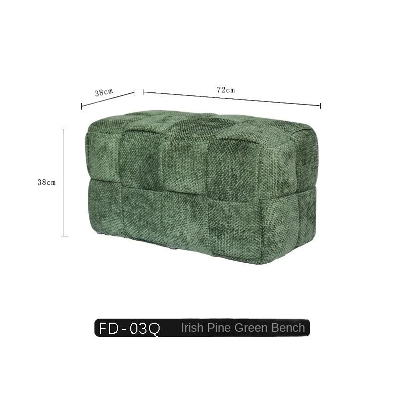 MOMO Chenille Mesh Red Woven Bench Short Stool Shoe Changing Stool Living Room Sofa Stool Household Small Stools