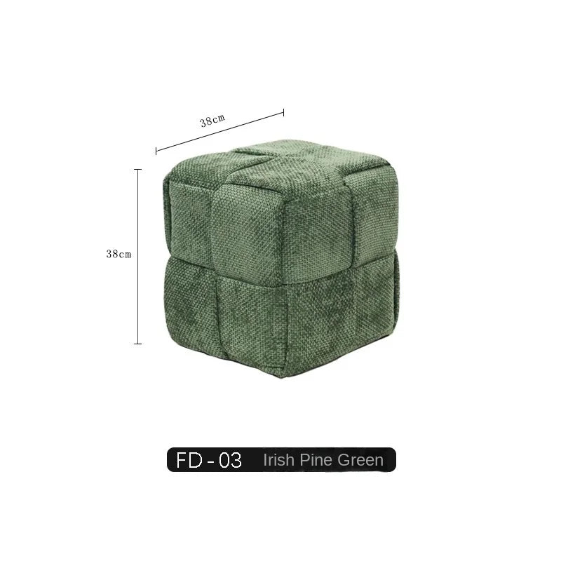 MOMO Chenille Mesh Red Woven Bench Short Stool Shoe Changing Stool Living Room Sofa Stool Household Small Stools