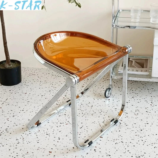 k-star Nordic Middle Ancient Foldable Chair Home Transparent Instagram Style Office Leisure Dining Chair Acrylic Creative