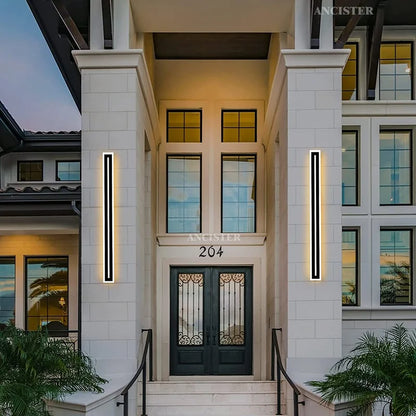 Outdoor Waterproof IP65 LED Long Strip Wall Light Modern Wall-Mounted Lamp Sconce Suitable for Living Room Courtyard Porch Patio