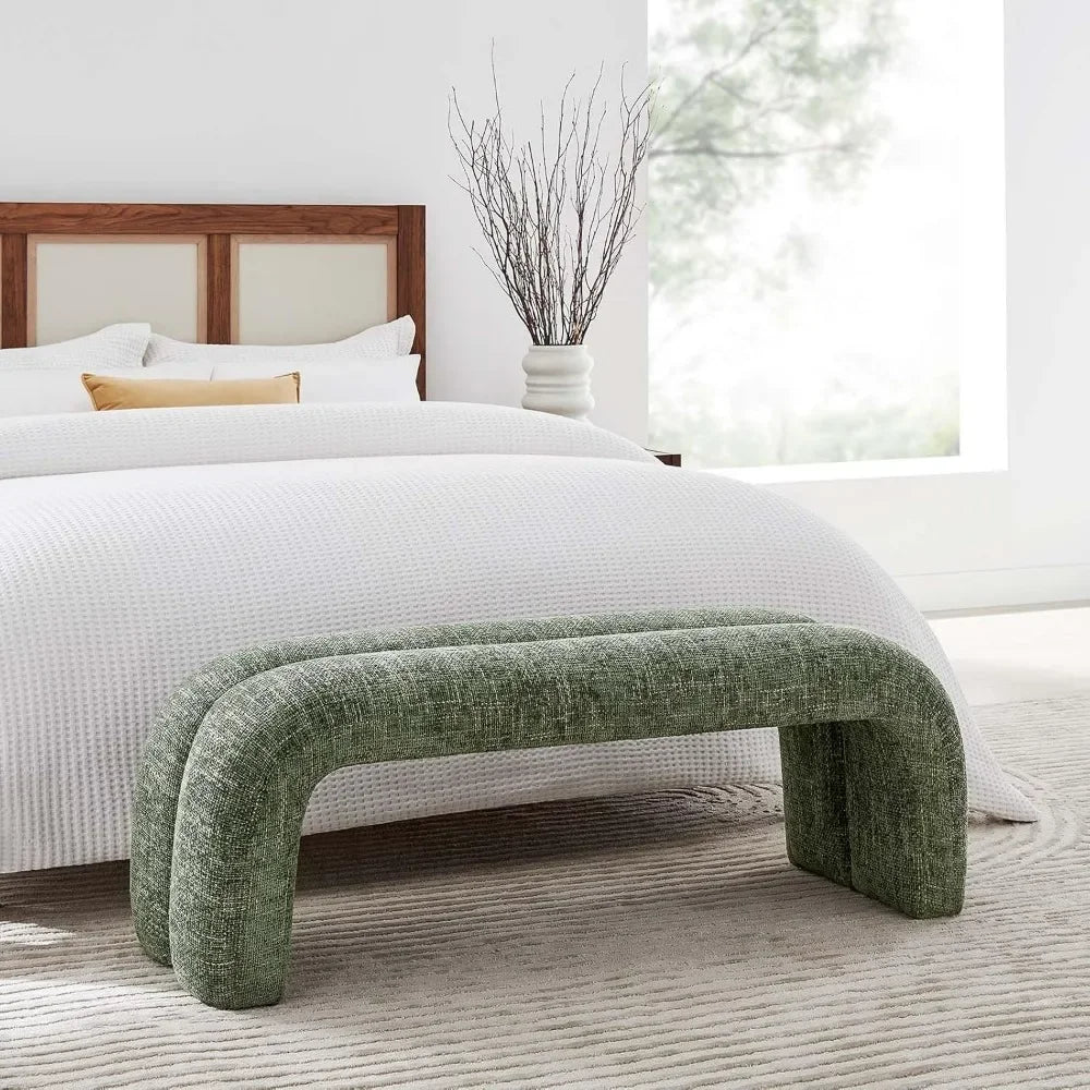Modern Simple Bedroom Bed Stool - Chenille Upholstered Accent Bench