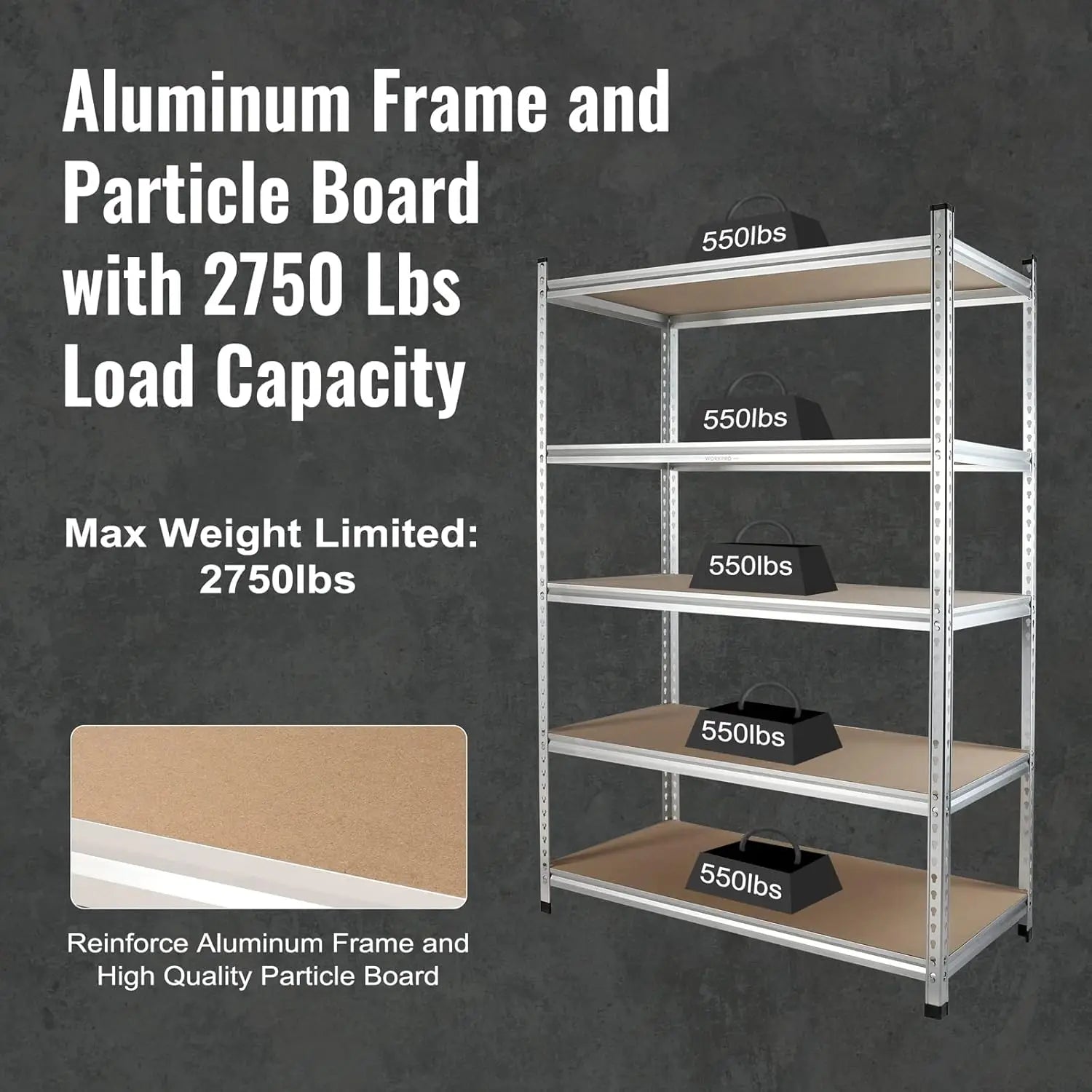 1 5-Tier Storage Shelving Unit, 48”W X 24”D X 72”H, Adjustable Storage Rack Heavy Duty Aluminum Alloy Shelf, 2750 Lbs