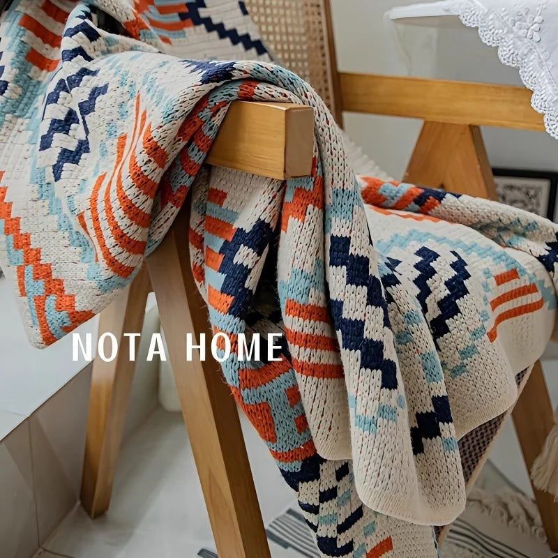 Pure Cotton Cable Knit Throw Blanket Super Soft Warm Knitted Throw Blanket Breathable Bed Blanket  All Season Cotton Blanket