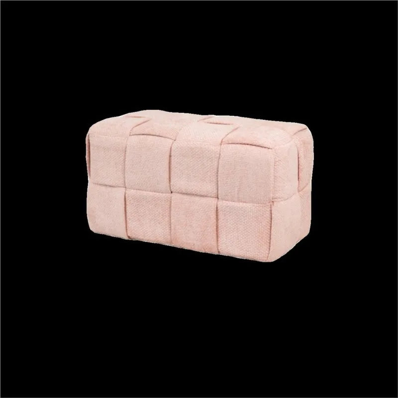 MOMO Chenille Mesh Red Woven Bench Short Stool Shoe Changing Stool Living Room Sofa Stool Household Small Stools