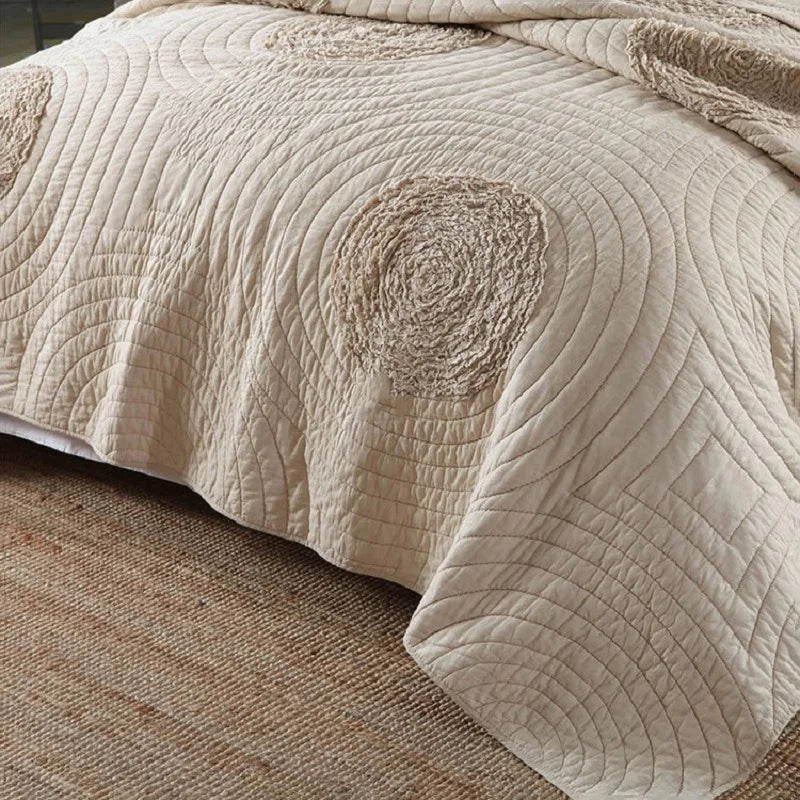 CHAUSUB Cotton Quilt Set 3PCS Bedspread on the Bed Europe Applique Bed Cover King Queen Size Quilted Coverlet Summer Comforter