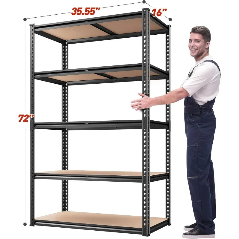35.55"W x 72"H x 16"D Storage Shelves 72"H Garage Shelving Heavy Duty 2020LBS 5 Tier Adjustable Metal Shelving Unit ,2P
