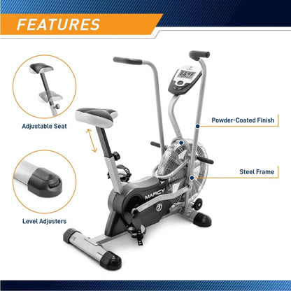 Air-Resistance Exercise Fan Bike With Dual Acction Handlebars