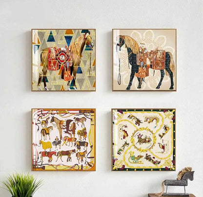 Modern Horses Canvas Painting Pictures And Prints Modern Hermes Wall Art Home Decoration Square Posters For Living Room Bedroom