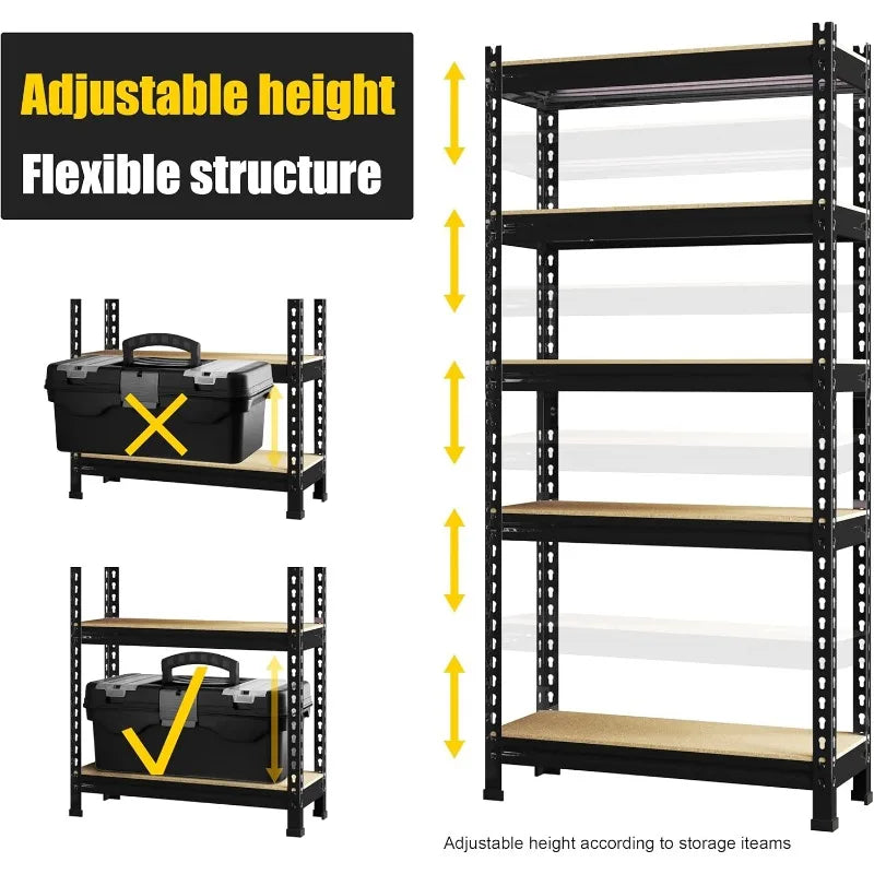 Storage Shelves 5 Tier Adjustable Garage Storage Shelving, Heavy Duty Metal Storage Utility Rack Shelf Unit for Warehouse Pantry