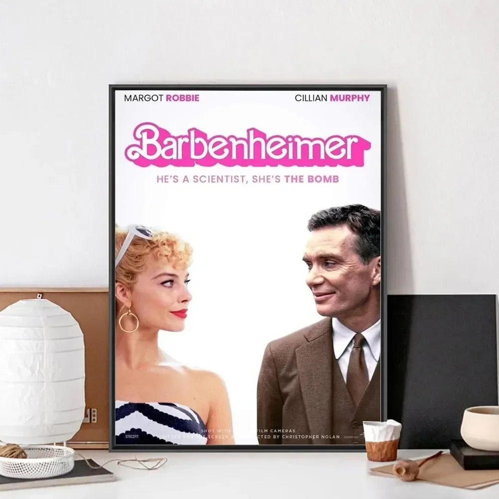 Movie Barbenheimers Poster No Framed Poster Kraft Club Bar Paper Vintage Poster Wall Art Painting Bedroom Study Stickers