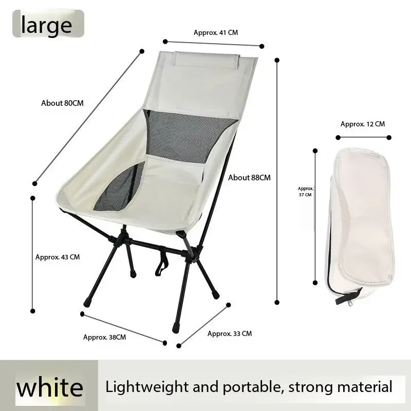 Outdoor Camping Chair Portable Folding Moon Beach Chair Leisure Travel BBQ Fishing Chairs Detachable Picnic Outdoor Furniture