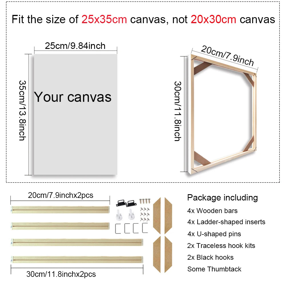 30x40 40x50 60x90cm Canvas Frame Wooden Frames Wooden Photo Oil Painting Canvas Diamond Painting Frames Canvas Wood Wall Frame