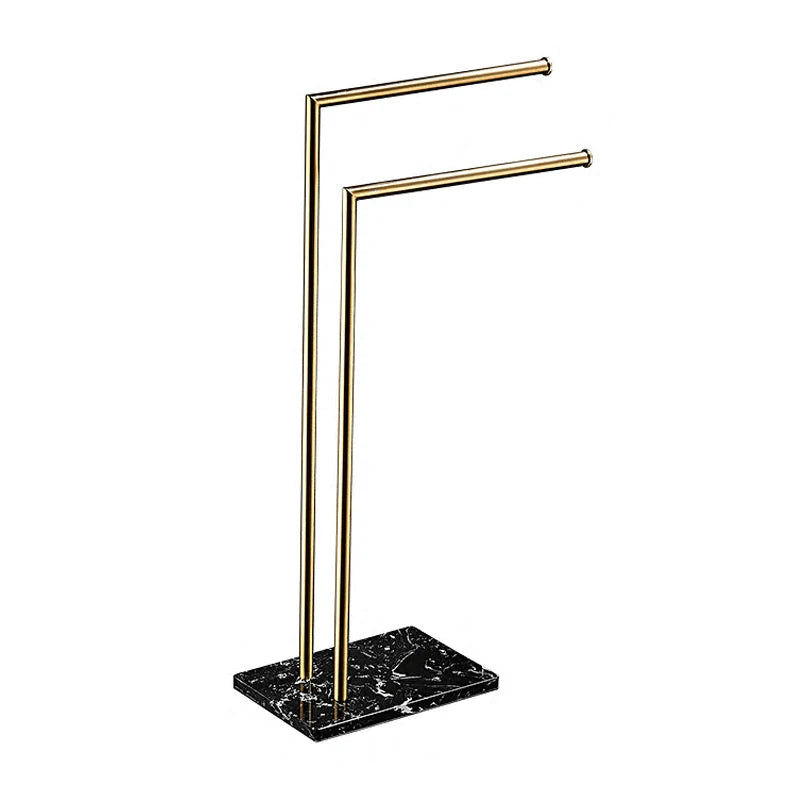 Floor Standing Marble Stone Base Luxury Hotel Towel Rack Holder Towel Storage Shelf Brush Gold Towel Bar FR1052