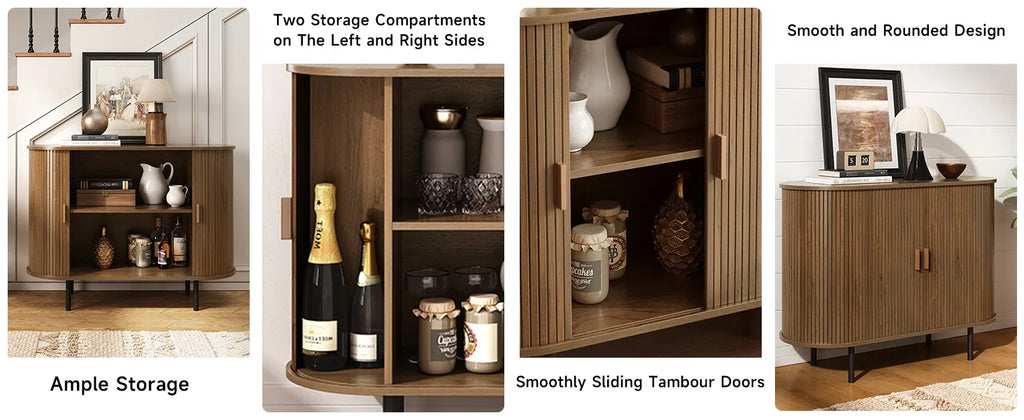 40" Sideboard Buffet Cabinet Storage Cabinet with Sliding Door Adjustable Shelf Modern Accent Coffee Bar Cabinet Console Table