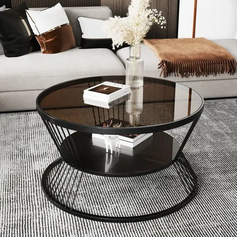 Small Apartment Living Room Round Household Minimalist Mini  Table Modern Light Luxury