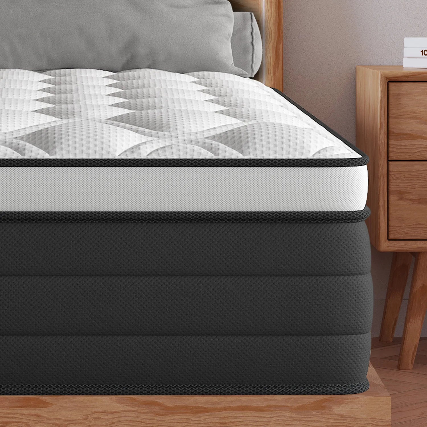 Euro Top Mattress in A Box, 12/14 Inch Hybrid Memory Foam, Medium Firm for Back & Lumbar Support