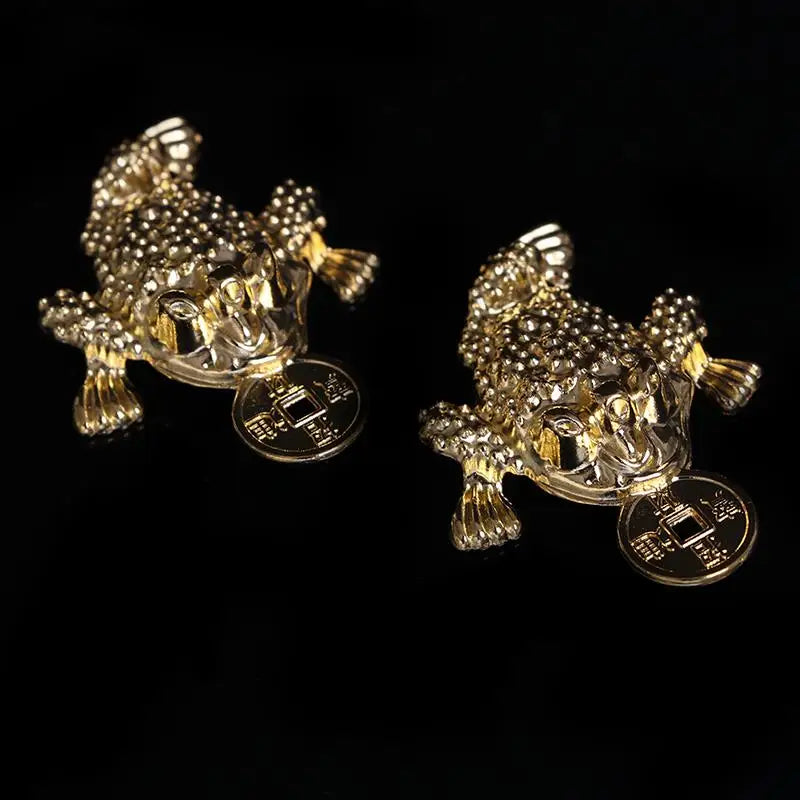 5/10PCS Gold Home Decor Feng shui Pocket Toad Frogs Fortune Key Ring Fashion Car Keychain Charm Bag Pendant Keyring Key Chains