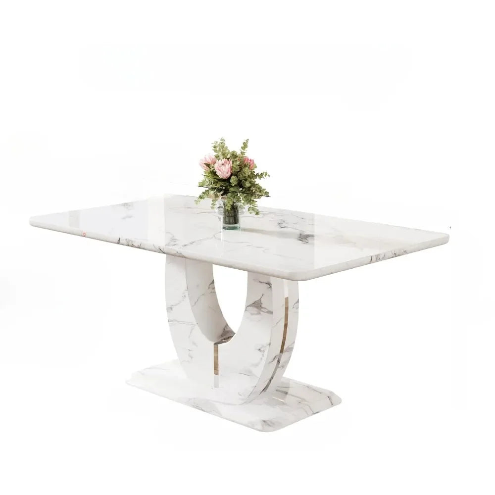 63”Modern Dining Table for 6,Rectangular kitchen table with faux marble tabletop ＆ Ideal for Dining Room, Kitchen Room