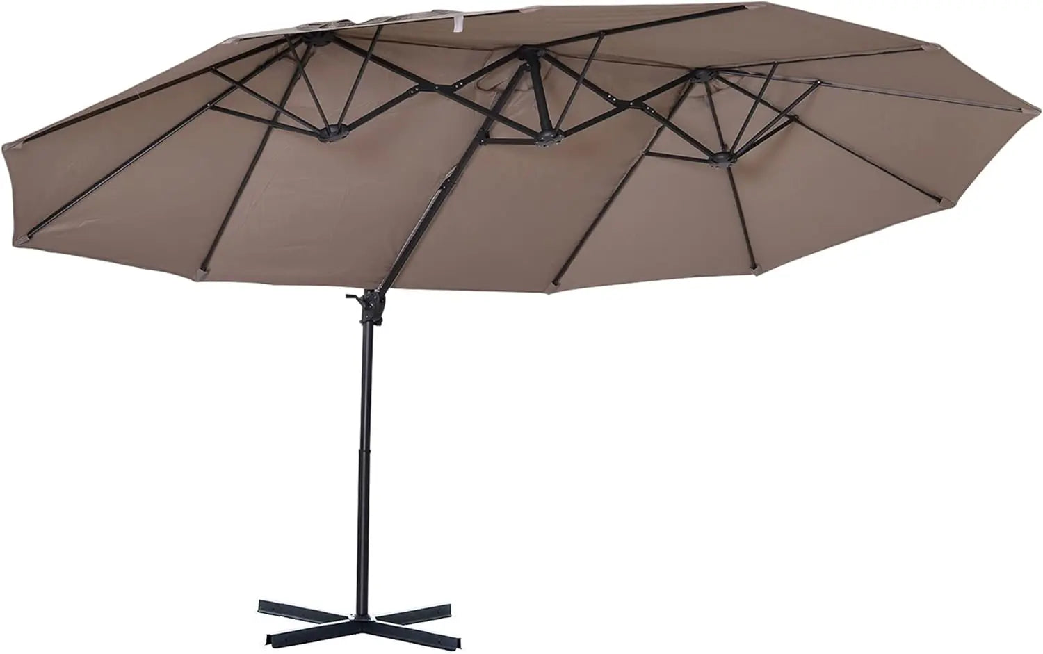 14ft Patio Umbrella Double-Sided Outdoor Market Extra Large Umbrella with Crank, Cross Base for Deck, Lawn, Backyard and Pool