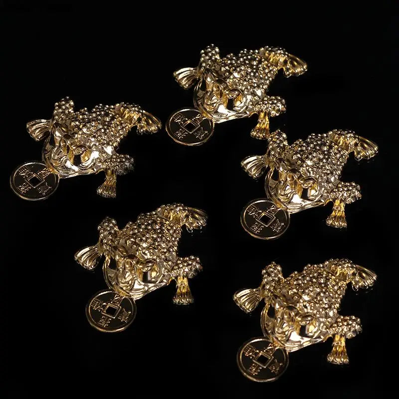 5/10PCS Gold Home Decor Feng shui Pocket Toad Frogs Fortune Key Ring Fashion Car Keychain Charm Bag Pendant Keyring Key Chains